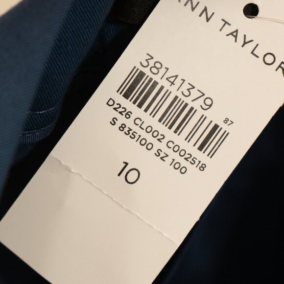 Ann Taylor Cotton Crop Pant Curvy Fit Blue Minimal Retro Office Ankle Trouser - Picture 8 of 9